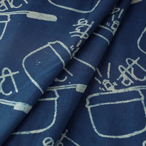 Blue - Bindaas Block Printed Cotton Natural Dyed Fabric