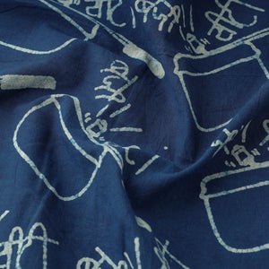 Blue - Bindaas Block Printed Cotton Natural Dyed Fabric