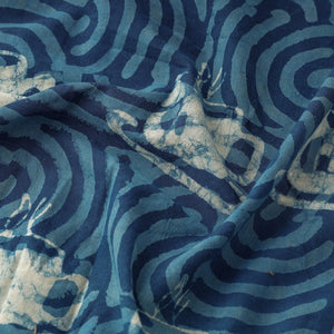 Blue - Bindaas Block Printed Cotton Natural Dyed Fabric