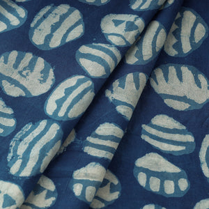 Blue - Bindaas Block Printed Cotton Natural Dyed Fabric
