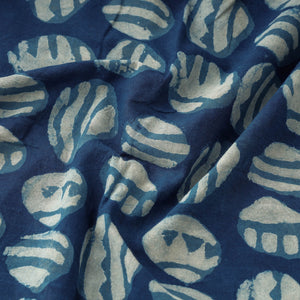 Blue - Bindaas Block Printed Cotton Natural Dyed Fabric