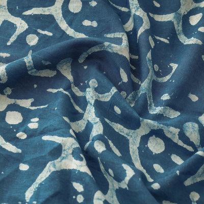 Blue - Bindaas Block Printed Cotton Natural Dyed Fabric