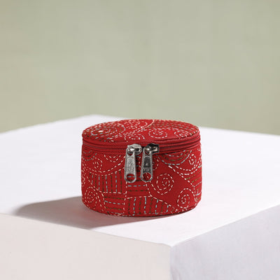 Bengal Kantha Work Handcrafted Round Utility Box