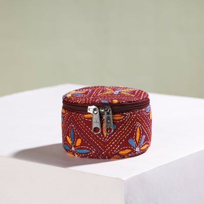 Bengal Kantha Work Handcrafted Round Utility Box