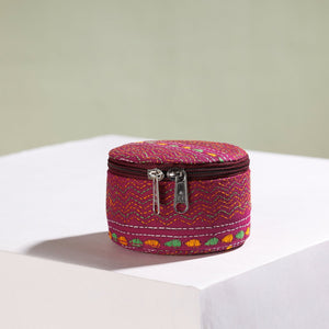 Bengal Kantha Work Handcrafted Round Utility Box