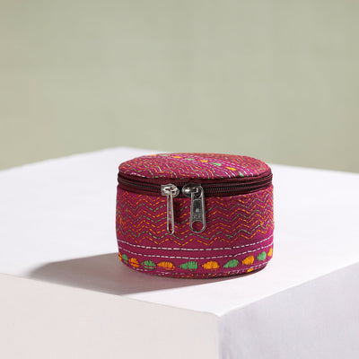 Bengal Kantha Work Handcrafted Round Utility Box