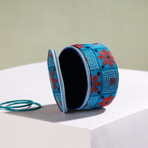 Bengal Kantha Work Handcrafted Round Utility Box