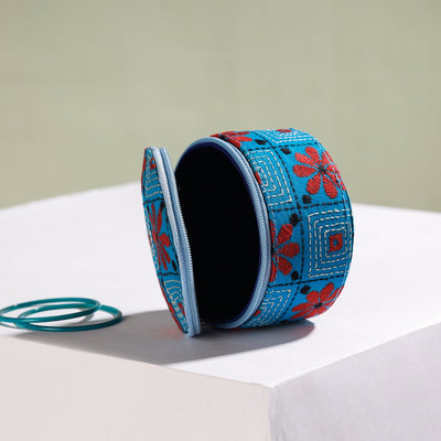 Bengal Kantha Work Handcrafted Round Utility Box
