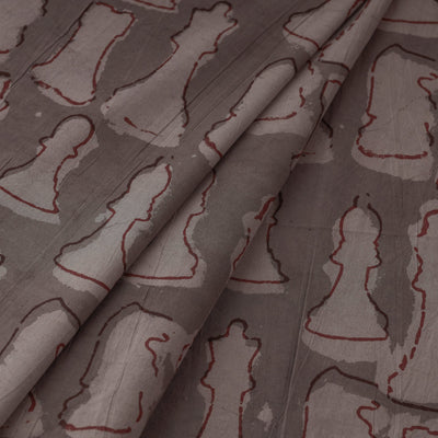 Brown - Bindaas Block Printing Natural Dyed Cotton Fabric