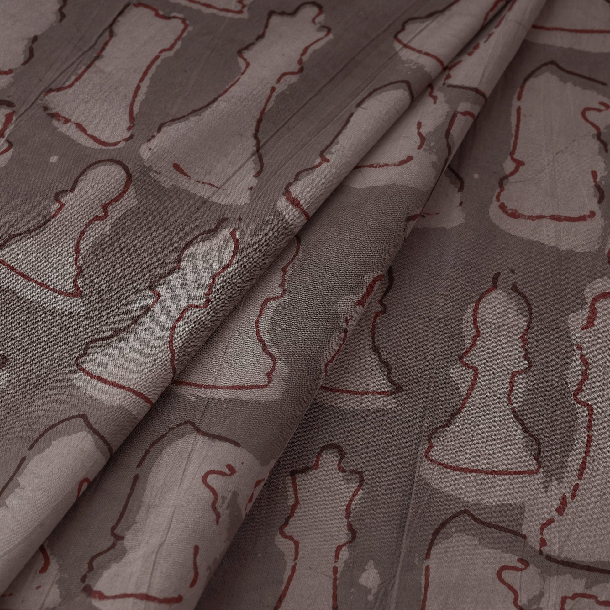 Brown - Bindaas Block Printing Natural Dyed Cotton Fabric