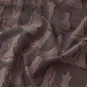 Brown - Bindaas Block Printing Natural Dyed Cotton Fabric
