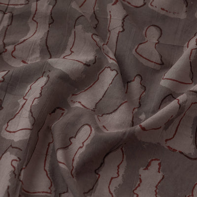 Brown - Bindaas Block Printing Natural Dyed Cotton Fabric