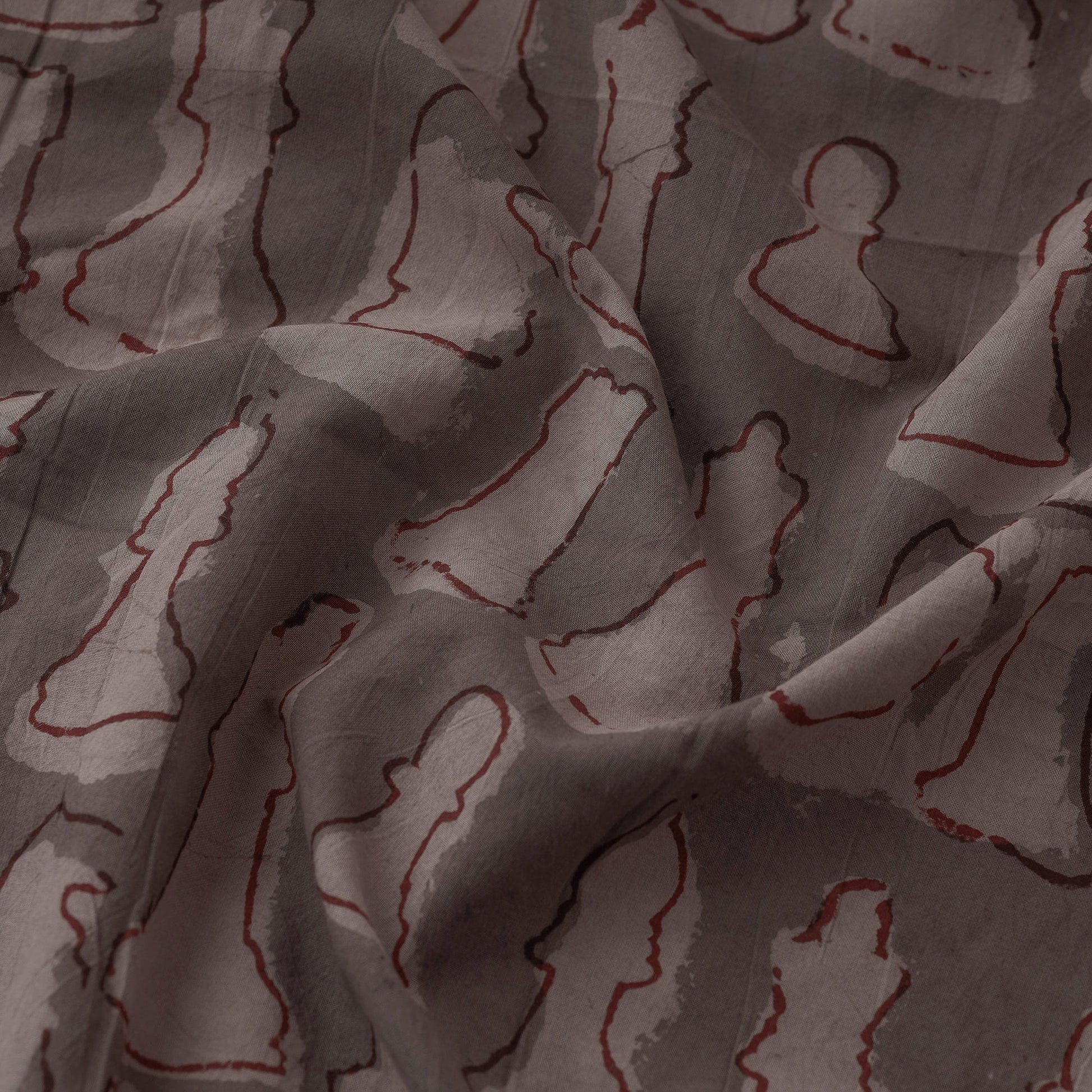 Brown - Bindaas Block Printing Natural Dyed Cotton Fabric