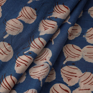 Blue - Bindaas Block Printed Cotton Natural Dyed Fabric