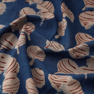 Blue - Bindaas Block Printed Cotton Natural Dyed Fabric