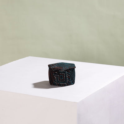Black - Bengal Kantha Work Handcrafted Hexagon Jewelry Box (Set of 3)