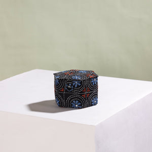 Black - Bengal Kantha Work Handcrafted Hexagon Jewelry Box (Set of 3)