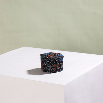 Black - Bengal Kantha Work Handcrafted Hexagon Jewelry Box (Set of 3)