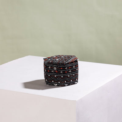 Black - Bengal Kantha Work Handcrafted Hexagon Jewelry Box (Set of 3)