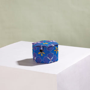 Blue - Bengal Kantha Work Handcrafted Hexagon Jewelry Box (Set of 3)