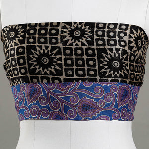 Black - Batik Printed Chanderi Silk Blouse Piece