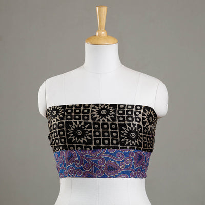 Black - Batik Printed Chanderi Silk Blouse Piece