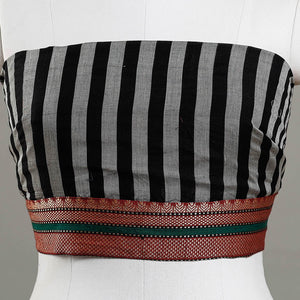 Black - Plain Stripes Cotton Blouse Piece