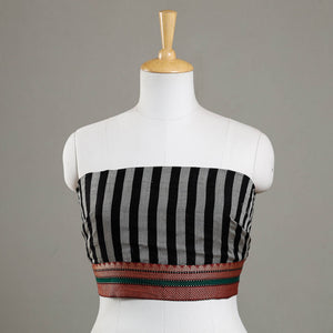 Black - Plain Stripes Cotton Blouse Piece