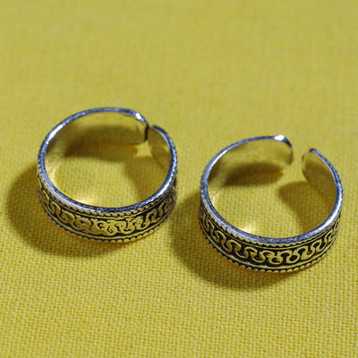 Antique Padma Sterling Silver Toe Rings (Adjustable)