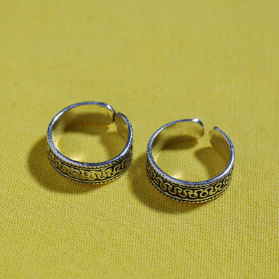 Antique Padma Sterling Silver Toe Rings (Adjustable)