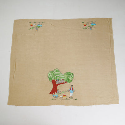Beige - Bengal Kantha Embroidery Raw Silk Blouse Piece
