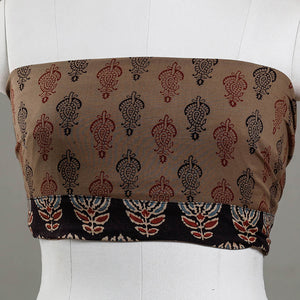 Brown - Bagh Block Printed Cotton Blouse Piece
