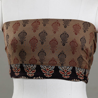 Brown - Bagh Block Printed Cotton Blouse Piece