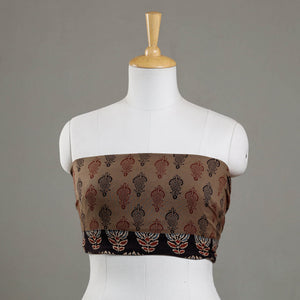 Brown - Bagh Block Printed Cotton Blouse Piece