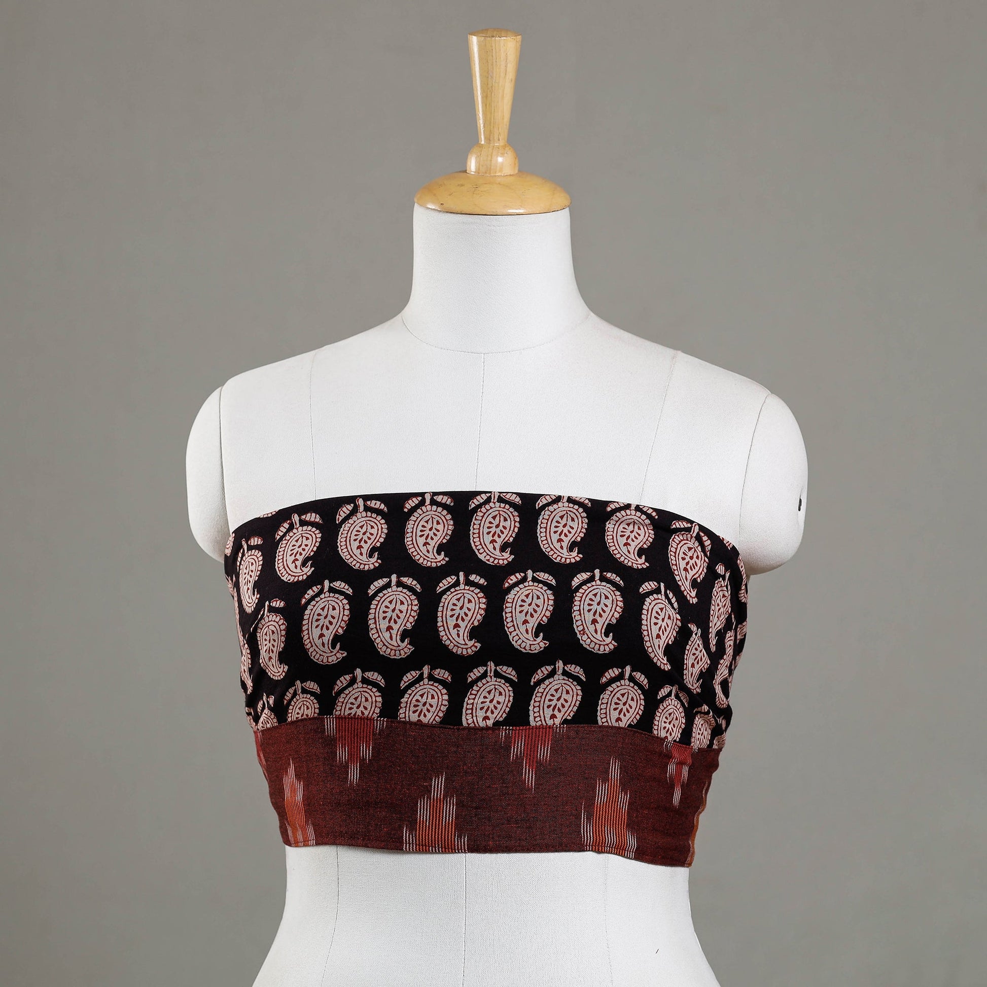 Black - Bagh Block Printed Cotton Blouse Piece