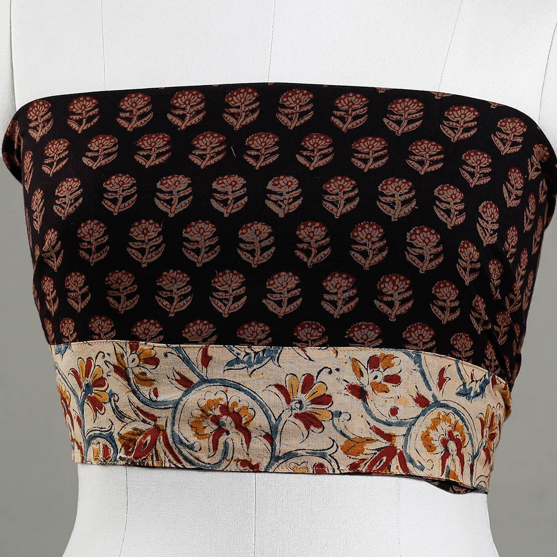 Black - Bagh Block Printed Cotton Blouse Piece