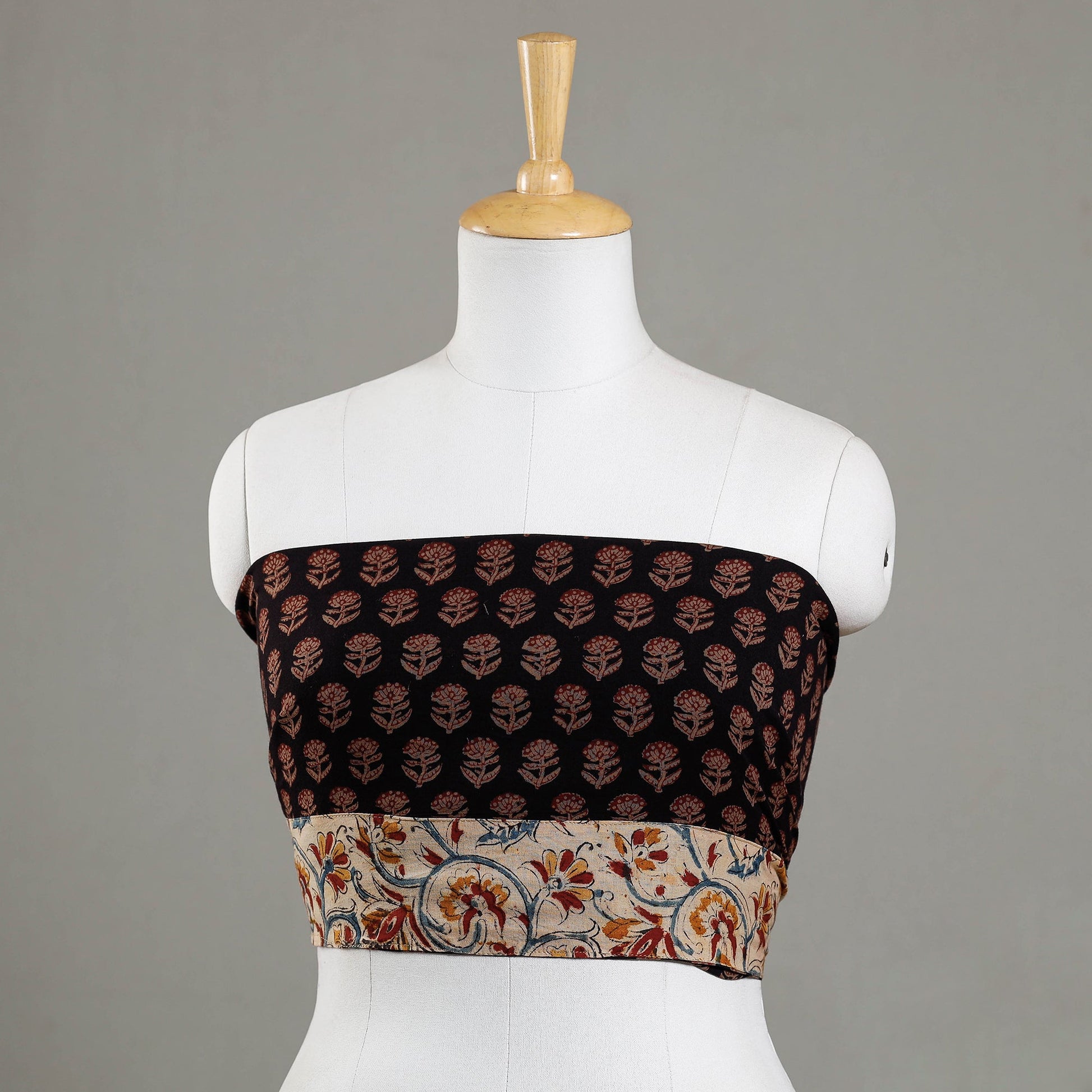 Black - Bagh Block Printed Cotton Blouse Piece