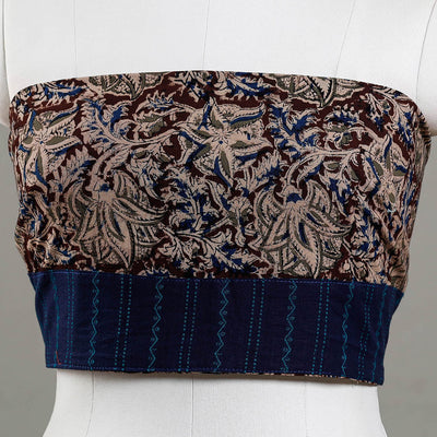 Brown - Kalamkari Block Printed Cotton Blouse Piece