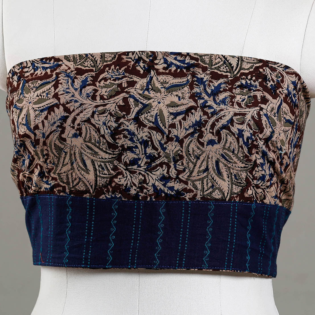 Brown - Kalamkari Block Printed Cotton Blouse Piece
