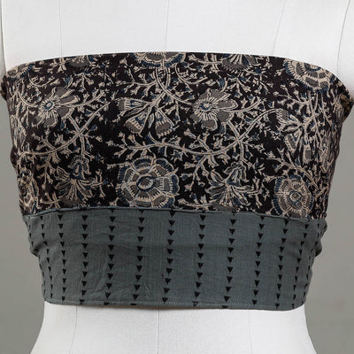 Black - Kalamkari Block Printed Cotton Blouse Piece