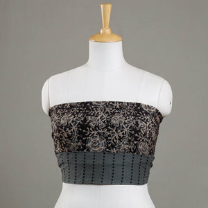 Black - Kalamkari Block Printed Cotton Blouse Piece