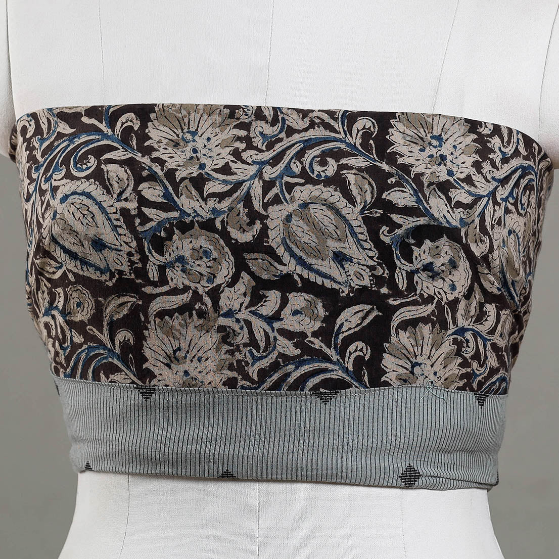 Brown - Kalamkari Block Printed Cotton Blouse Piece