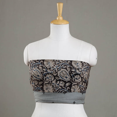 Brown - Kalamkari Block Printed Cotton Blouse Piece