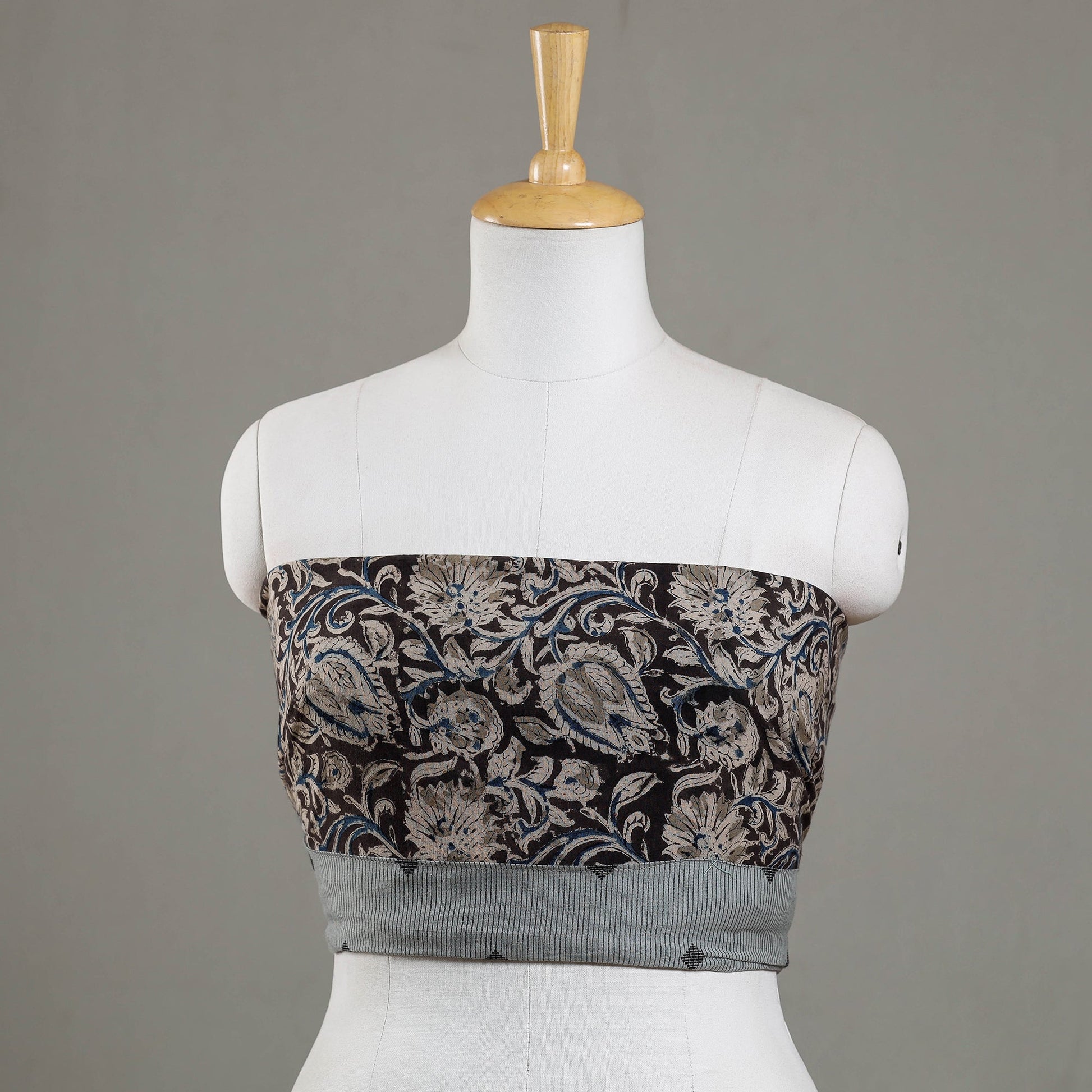 Brown - Kalamkari Block Printed Cotton Blouse Piece