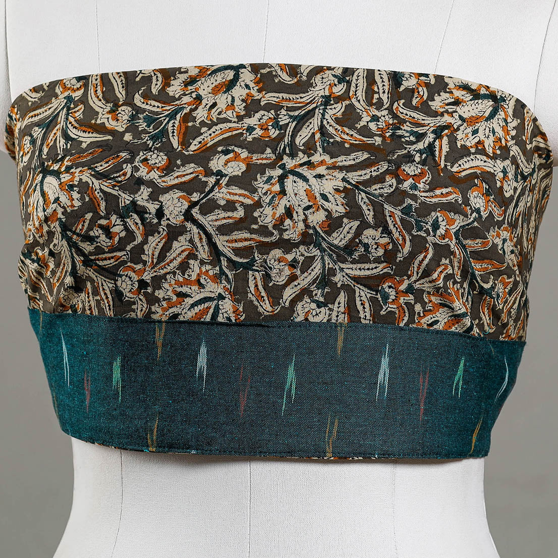 Brown - Kalamkari Block Printed Cotton Blouse Piece