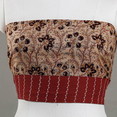 Beige - Kalamkari Block Printed Cotton Blouse Piece