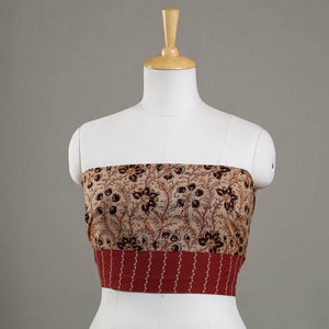 Beige - Kalamkari Block Printed Cotton Blouse Piece
