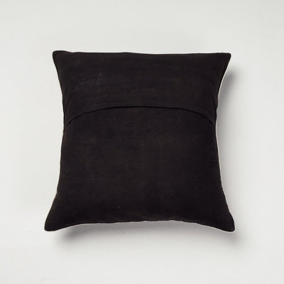 Black - Kutch Embroidery Ajrakh Cotton Cushion Cover (16 x 16 in)