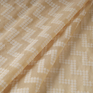 Beige - Pure Handwoven Cutwork Buti Cotton Banarasi Fabric  04