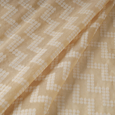 Beige - Pure Handwoven Cutwork Buti Cotton Banarasi Fabric  04